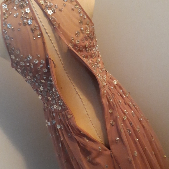 BHLDN Anthropologie Mauve Sequin Formal Gown Dress Size 4 Prom Bridesmaid Flawed - Picture 14 of 16